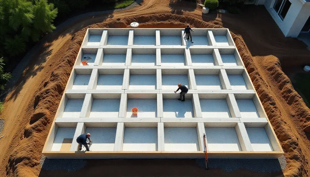 Waffle pod slab construction underway for a modern Harristown home