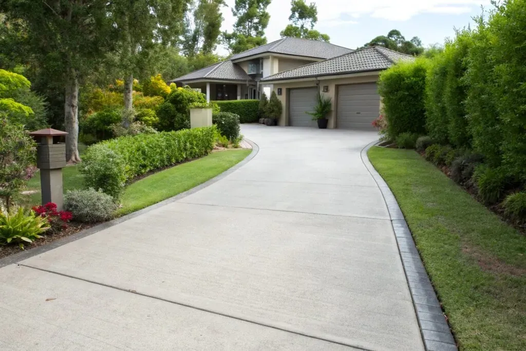 Well-maintained concrete driveway leading up to a Toowoomba property