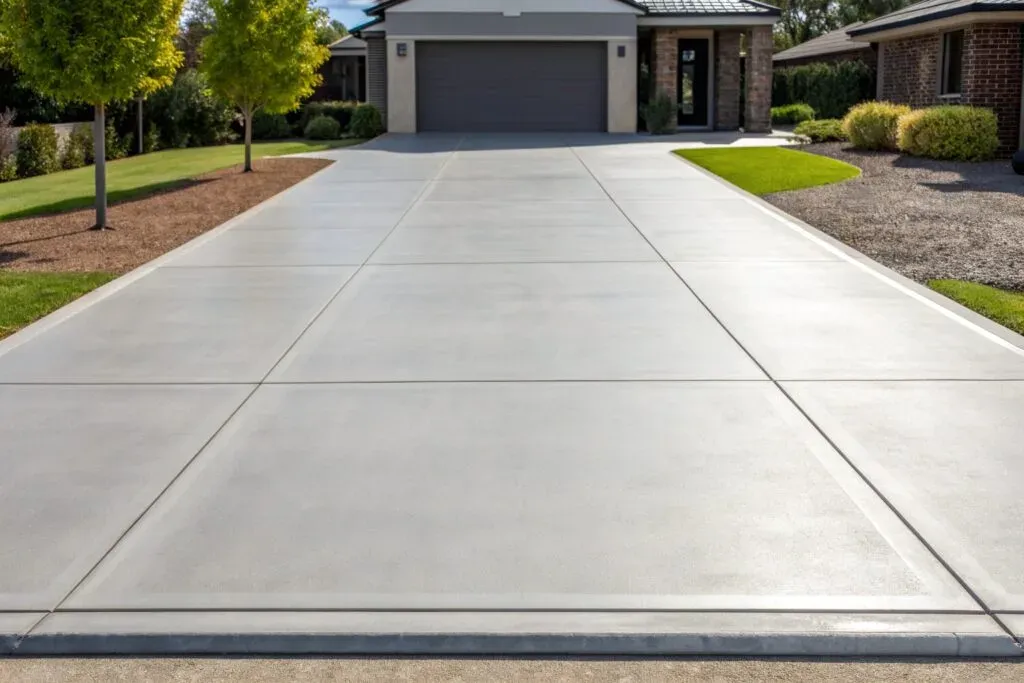 Freshly poured concrete driveway in a Toowoomba suburban home
