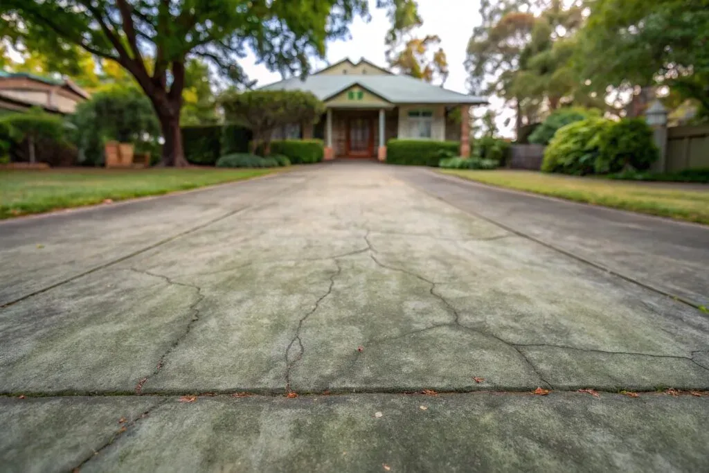 Cracked heritage concrete driveway requiring council-approved repair in Toowoomba
