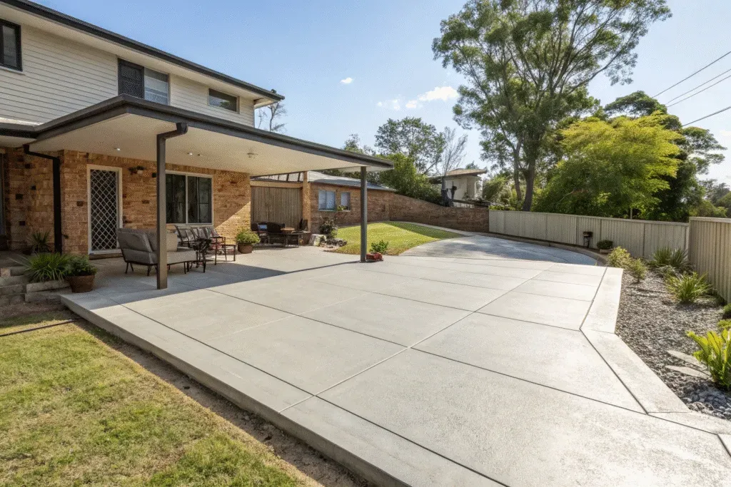Low-maintenance concrete outdoor living area suited to Queensland homes