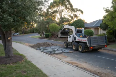Broken concrete loaded for removal from a Darling Downs property