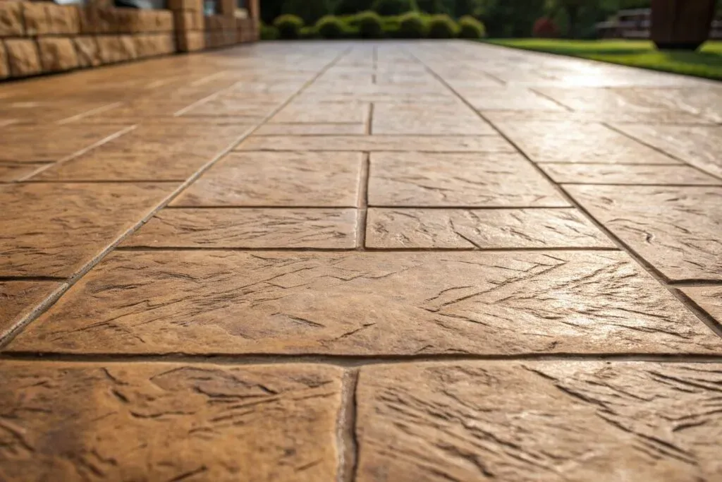 Heritage-appropriate stamped concrete patio finish for Toowoomba character homes