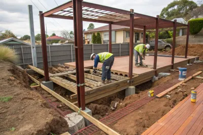 Deck and pergola footings poured for a Toowoomba property