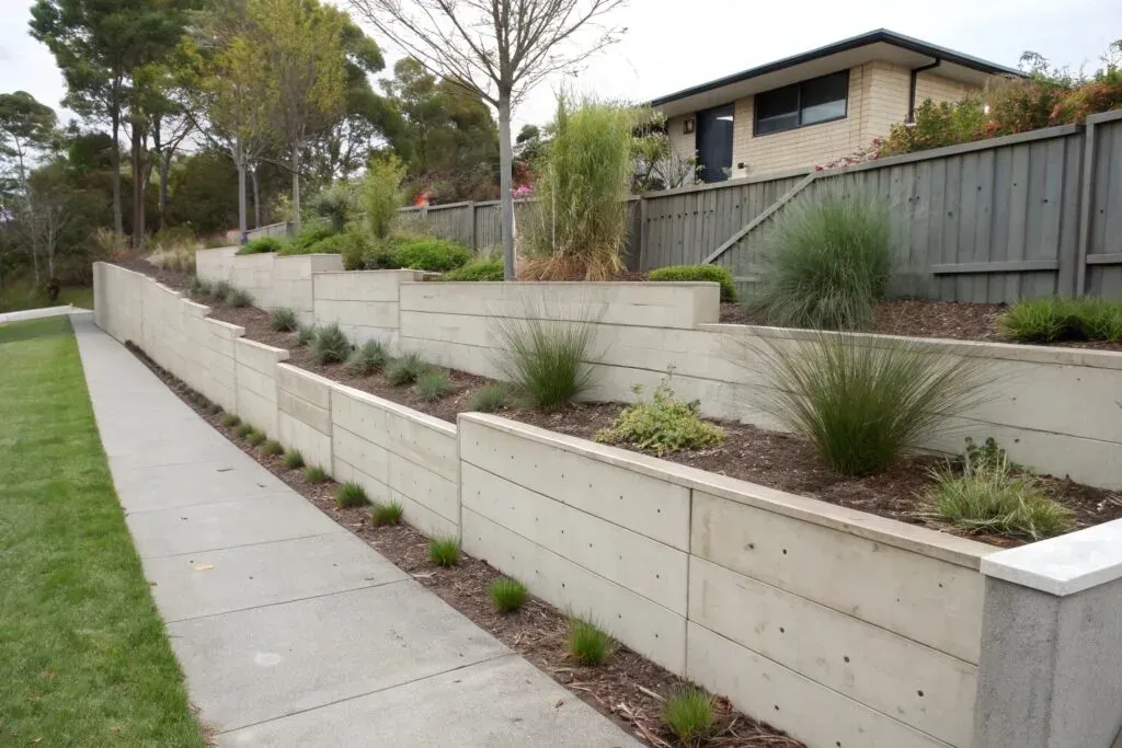 Approved concrete retaining wall installation in Harristown suburb