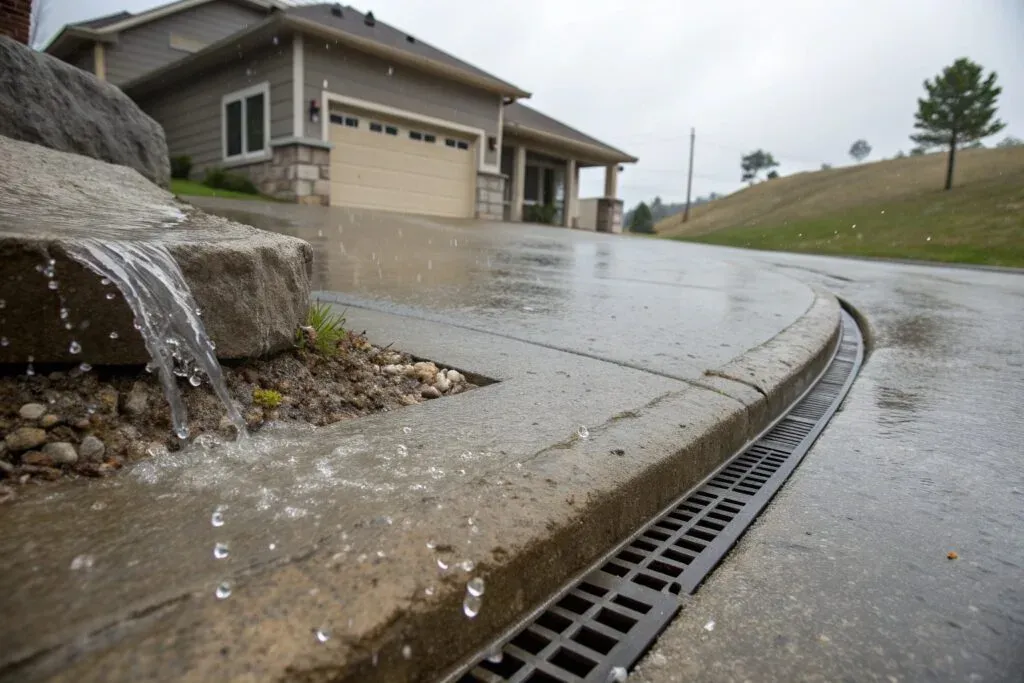 Drainage solutions for sloping block concrete driveway in East Toowoomba