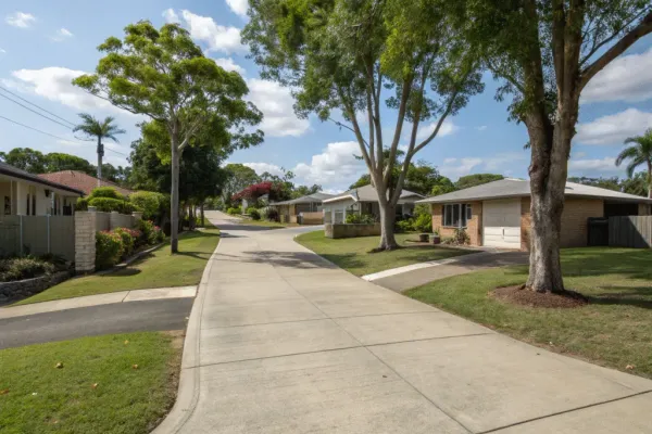 Residential concrete driveway installed on a sloped Toowoomba region property