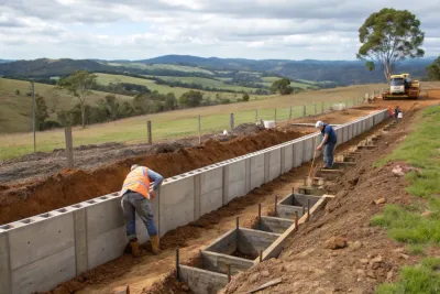 Retaining wall footings poured for a Darling Downs property