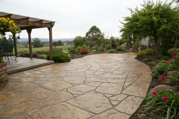 Stamped concrete patio installed at a Toowoomba property