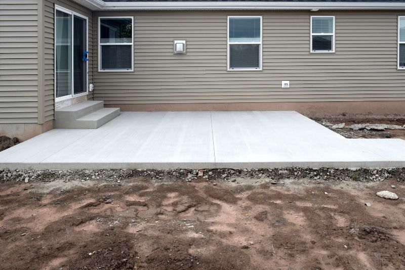 freshly installed patio concrete slab