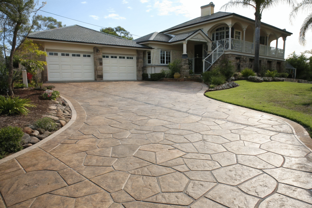 A stamped concrete driveway in Toowoomba