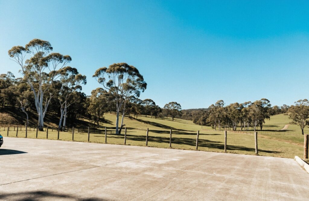 Concrete hardstand area on rural property near Toowoomba Queensland