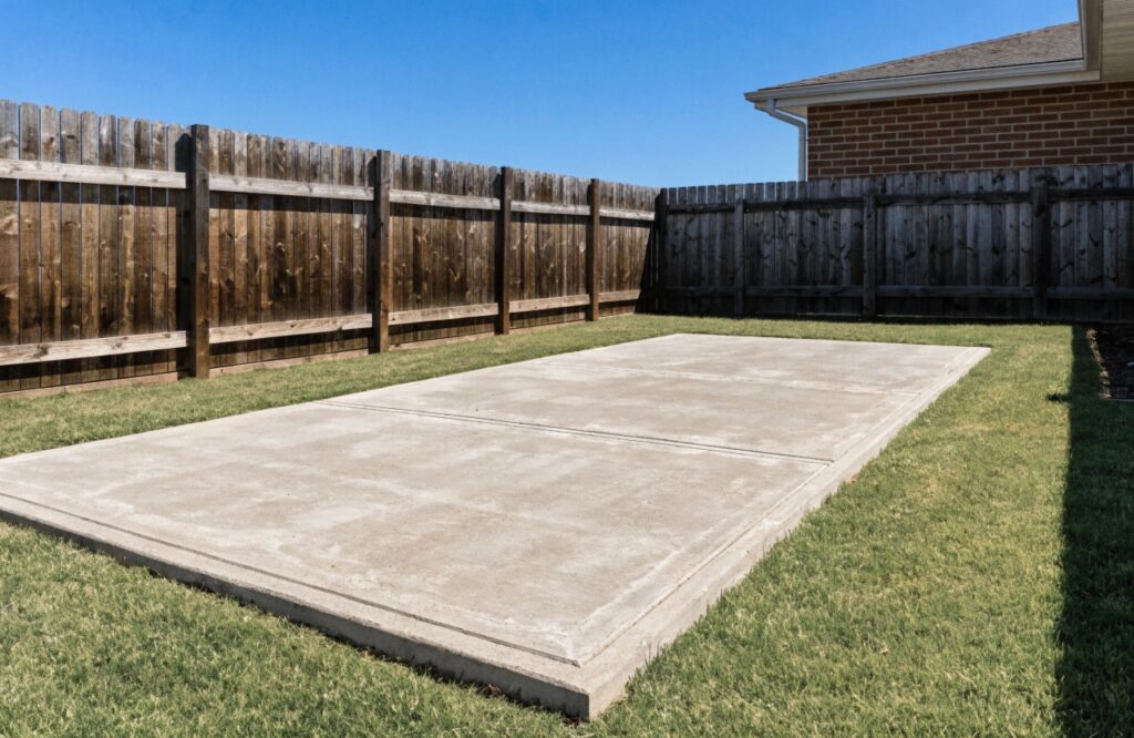 New concrete entertaining slab poured in a Kleinton residential backyard